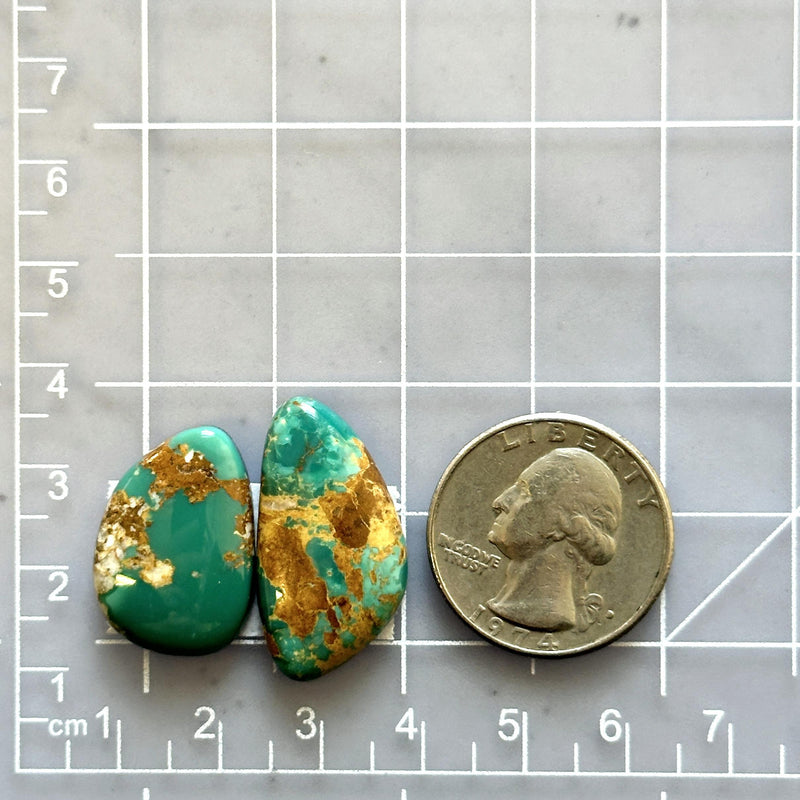 Medium Deep Green Mixed Royston Turquoise, Set of 2 Dimensions