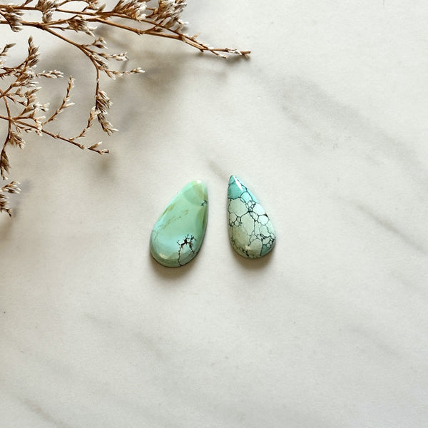 Medium Faint Blue Teardrop Mixed Turquoise, Set of 2 Background