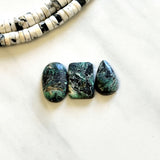 Large Deep Green Mixed Crescent Lake Variscite, Set of 3 Background