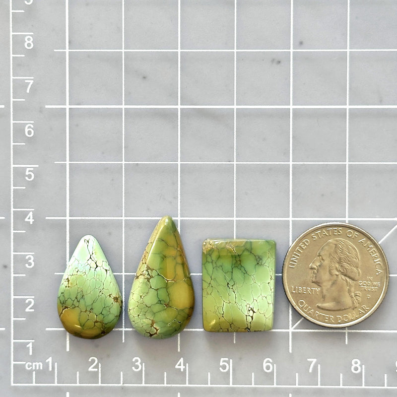 Medium Mint Green Mixed Crescent Lake Variscite, Set of 3 Dimensions