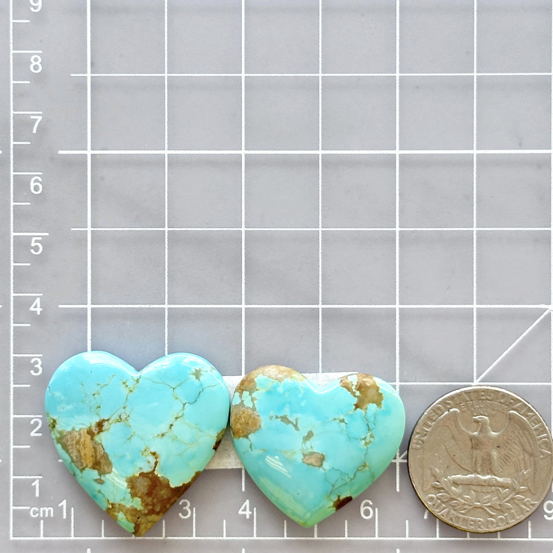 Large Sky Blue Heart Number 8 Turquoise, Set of 2 Dimensions