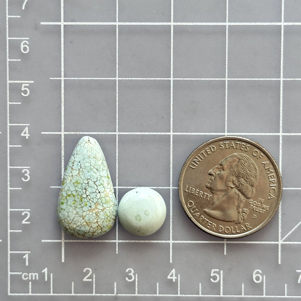 Large Faint Blue Mixed Sand Hill Turquoise, Set of 2 Dimensions