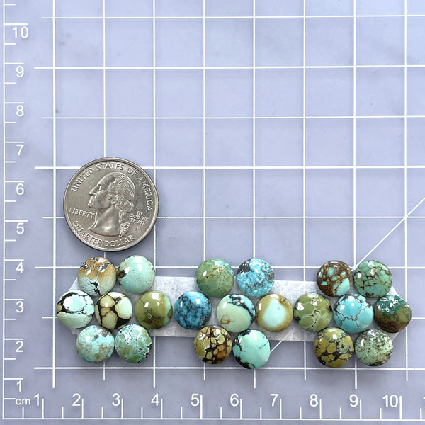 Small Mixed Round Mixed Turquoise, Set of 21 Dimensions