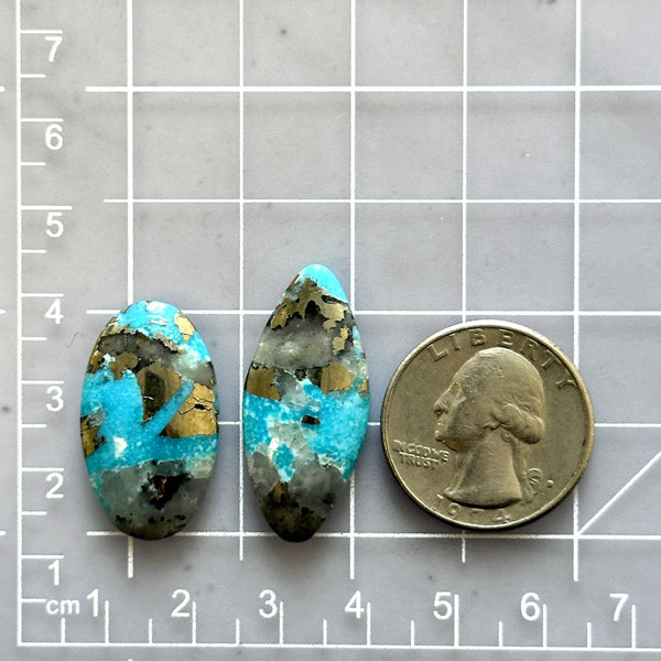 Large Sky Blue Mixed Ithaca Peak Turquoise, Set of 2 Dimensions
