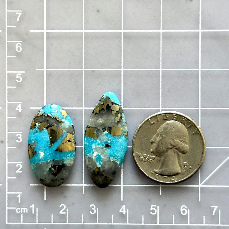 Large Sky Blue Mixed Ithaca Peak Turquoise, Set of 2 Dimensions