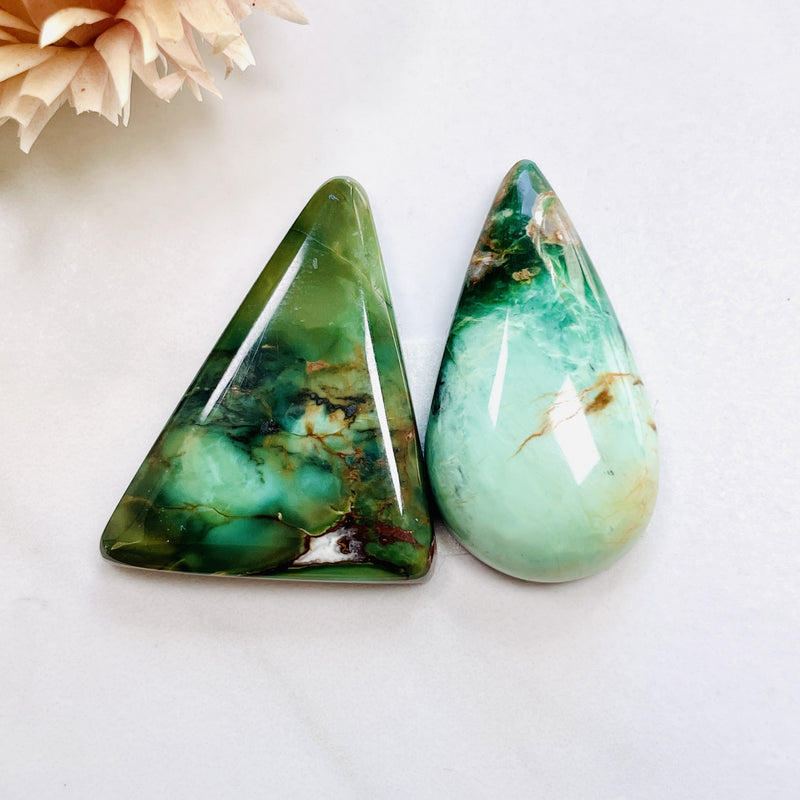 Large Sea Green Mixed Crescent Lake Variscite, Set of 2 Background