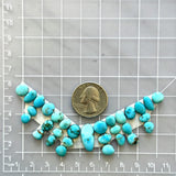 Small Sky Blue Mixed Kingman Turquoise, Set of 31 Dimensions