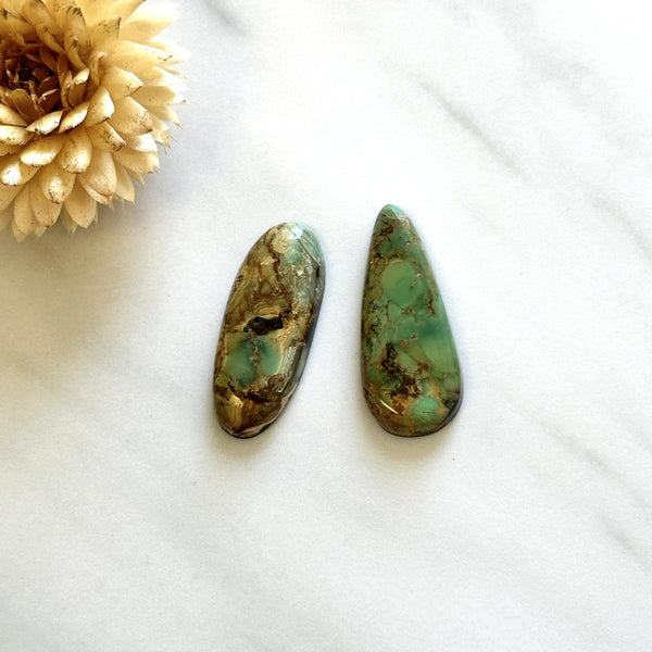 Large Sea Green Mixed Crescent Lake Variscite, Set of 2 Background