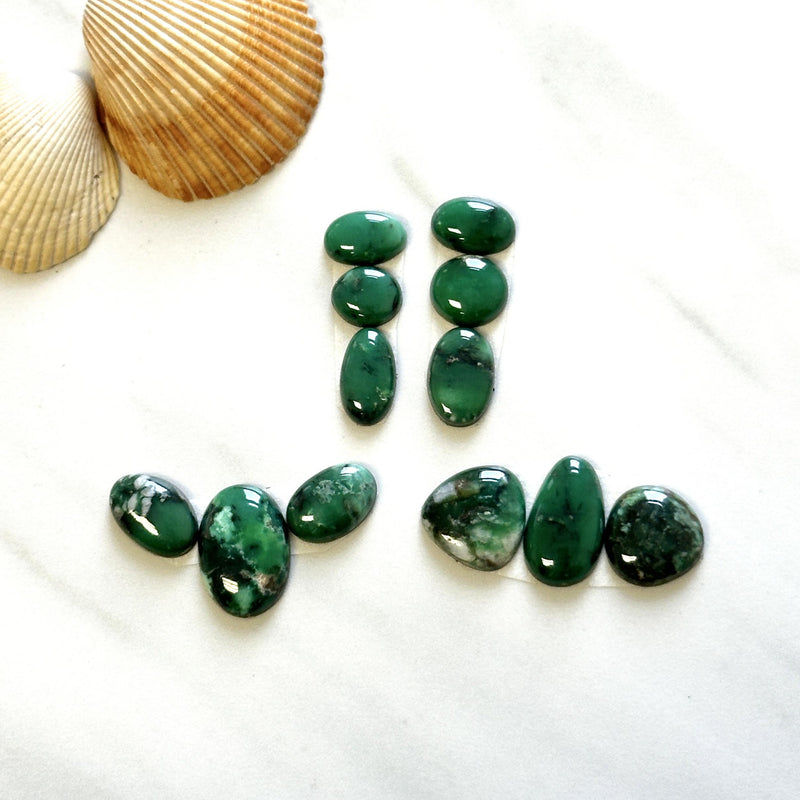Small Deep Green Mixed Broken Arrow Variscite, Set of 12 Background