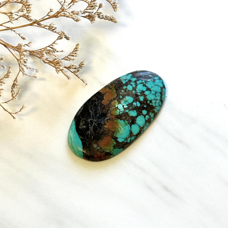 Large Sky Blue Oval Yungai Turquoise Background