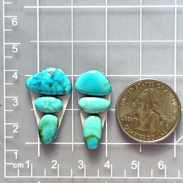 Small Sky Blue Freeform Kingman Turquoise, Set of 6 Dimensions