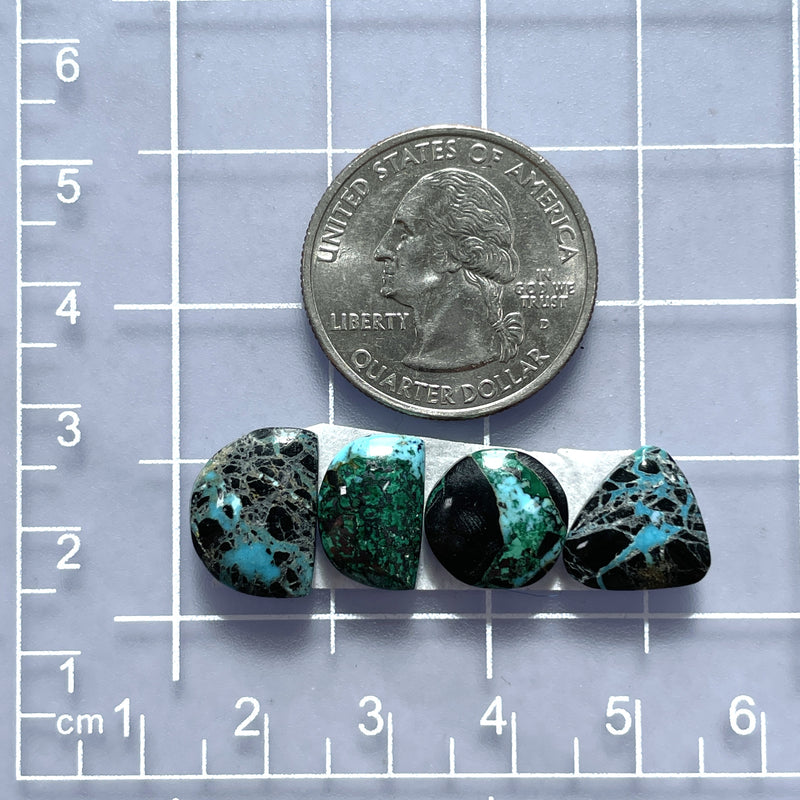 Small Ocean Blue Mixed Yungai Turquoise, Set of 4 Dimensions