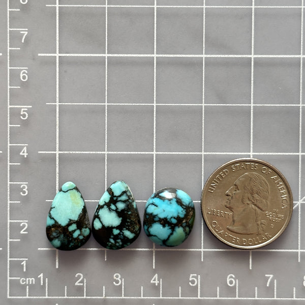 Small Sky Blue Mixed Blue Moon Turquoise, Set of 3 Dimensions