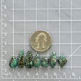 Small Bamboo Green Mixed Bamboo Mountain Turquoise, Set of 7 Dimensions