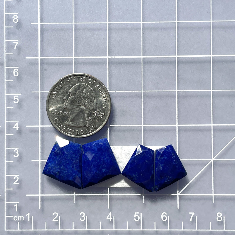 Small Deep Blue Trapezoid Lapis Lazuli, Set of 4 Dimensions