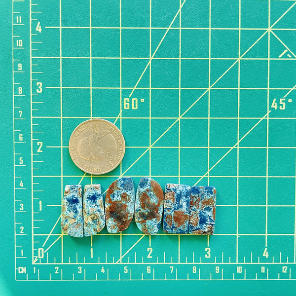 Large Ocean Blue Mixed Shattuckite, Set of 6 Dimensions