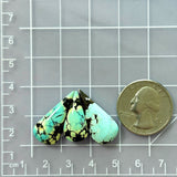 Large Faint Blue Teardrop Wild Horse Turquoise, Set of 3 Dimensions