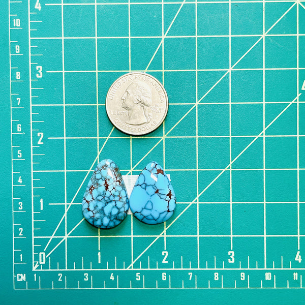 Large Sky Blue Teardrop Prince Egyptian Turquoise, Set of 2 Dimensions
