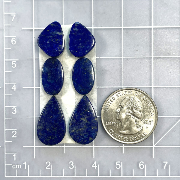 Small Deep Blue Mixed Lapis Lazuli, Set of 6 Dimensions