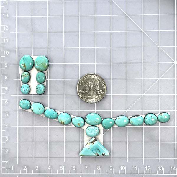 Small Sky Blue Mixed Mixed Turquoise, Set of 19 Dimensions