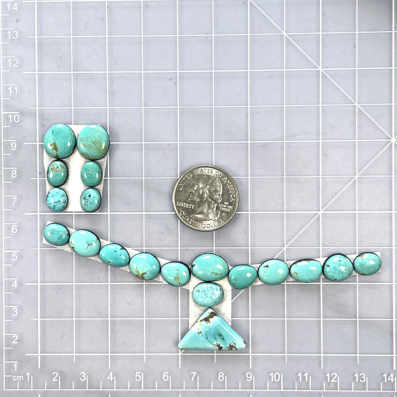 Small Sky Blue Mixed Mixed Turquoise, Set of 19 Dimensions