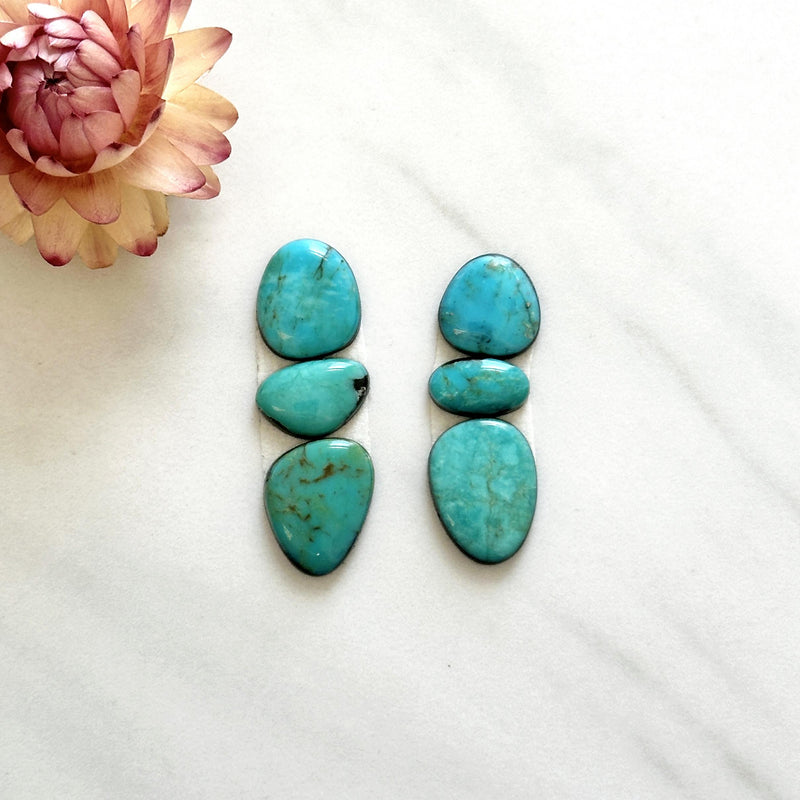 Small Sky Blue Freeform Kingman Turquoise, Set of 6 Background