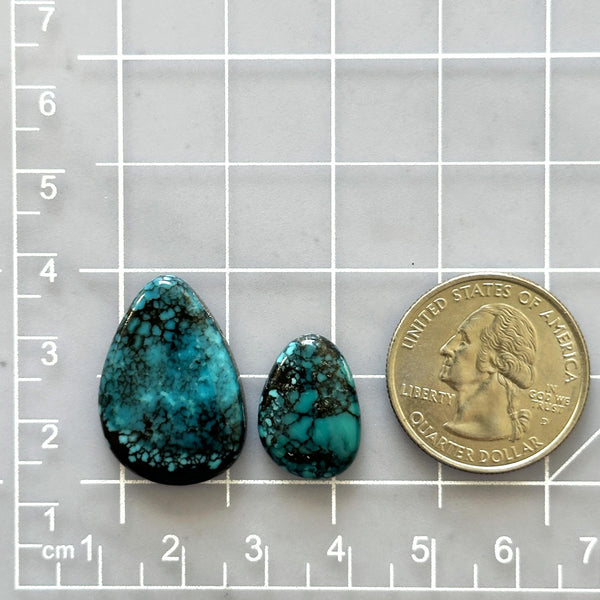 Medium Ocean Blue Teardrop Yungai Turquoise, Set of 2 Dimensions
