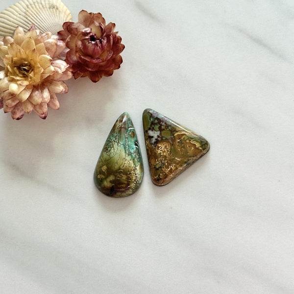 Large Sea Green Mixed Crescent Lake Variscite, Set of 2 Background