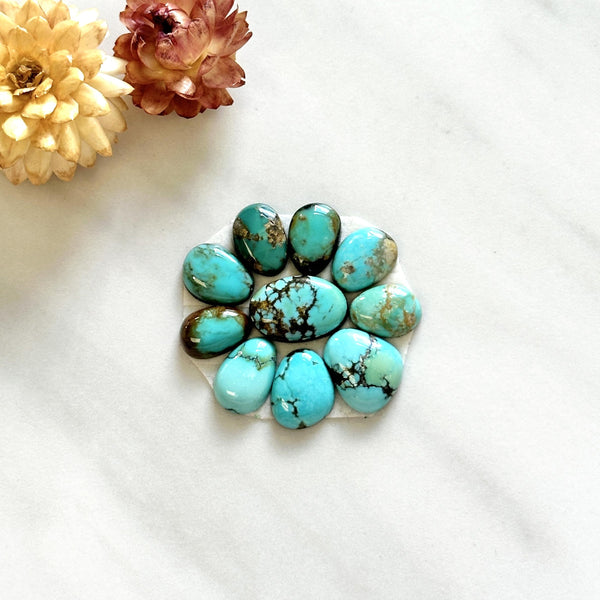 Small Sky Blue Mixed Mixed Turquoise, Set of 10 Background