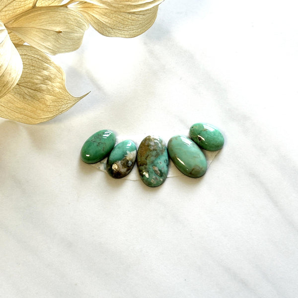 Small Mint Green Oval Broken Arrow Variscite, Set of 5 Background