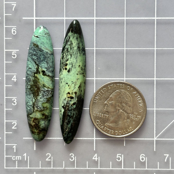 Large Sea Green Surfboard Crescent Lake Variscite, Set of 2 Dimensions