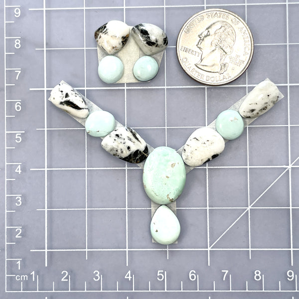 Small Mixed Mixed Mixed Turquoise, Set of 12 Dimensions