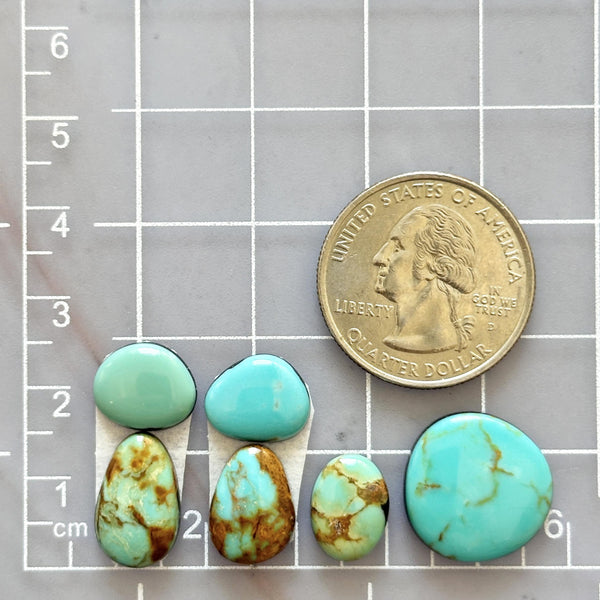 Medium Sky Blue Mixed Number 8 Turquoise, Set of 6 Dimensions