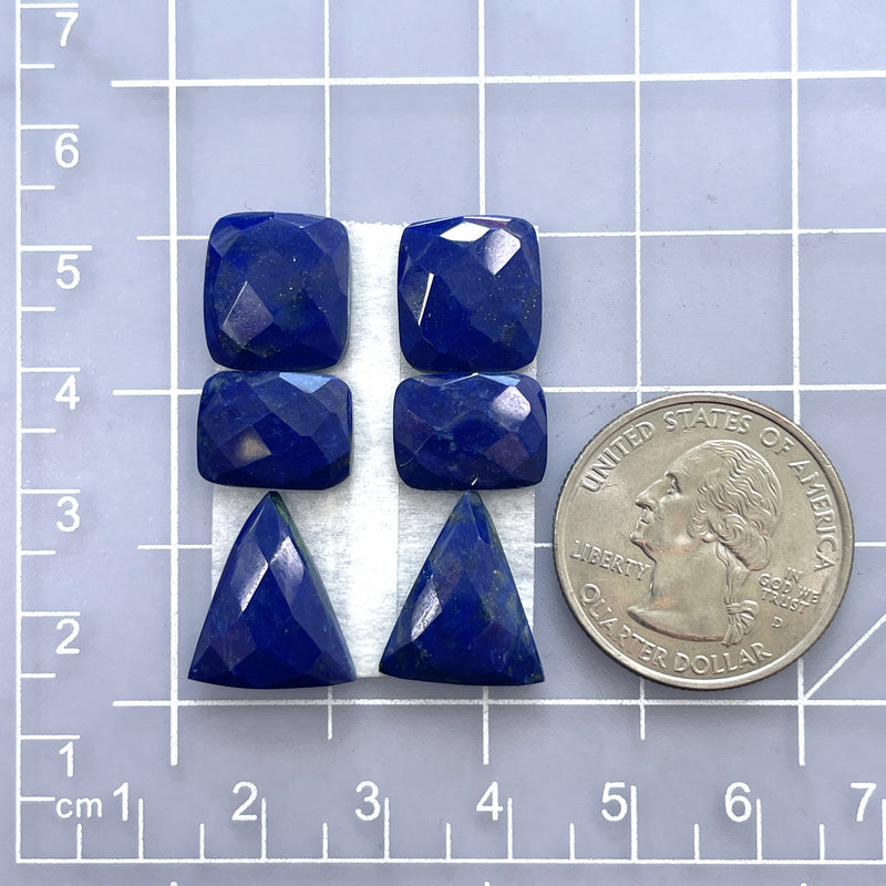 Small Deep Blue Mixed Lapis Lazuli, Set of 6 Dimensions