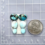 Small Mixed Freeform Mixed Turquoise, Set of 6 Dimensions