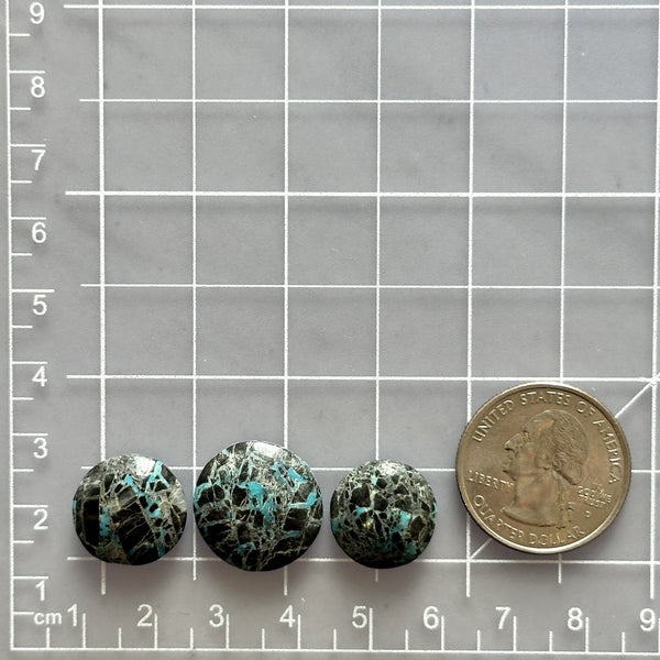 Medium Ocean Blue Round Blue Moon Turquoise, Set of 3 Dimensions