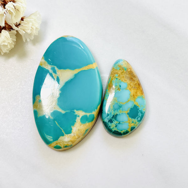 Large Sky Blue Freeform Royston Turquoise, Set of 2 Background