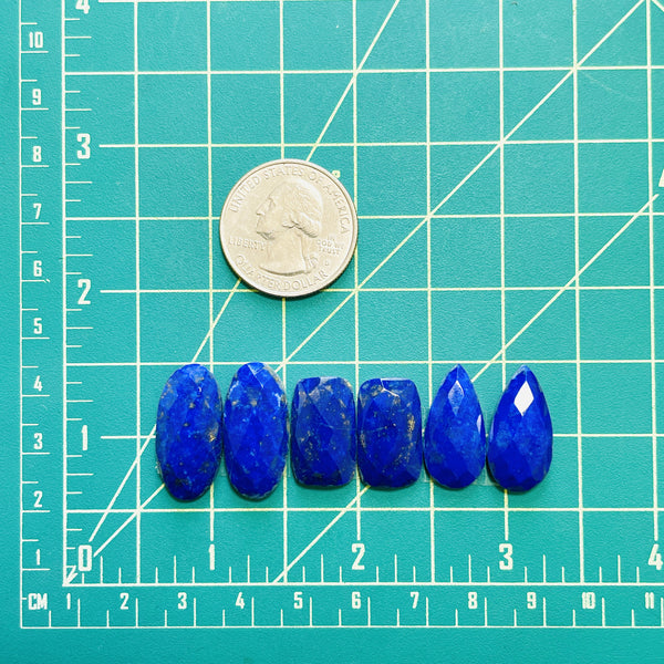 Medium Deep Blue Mixed Lapis Lazuli, Set of 6 Dimensions