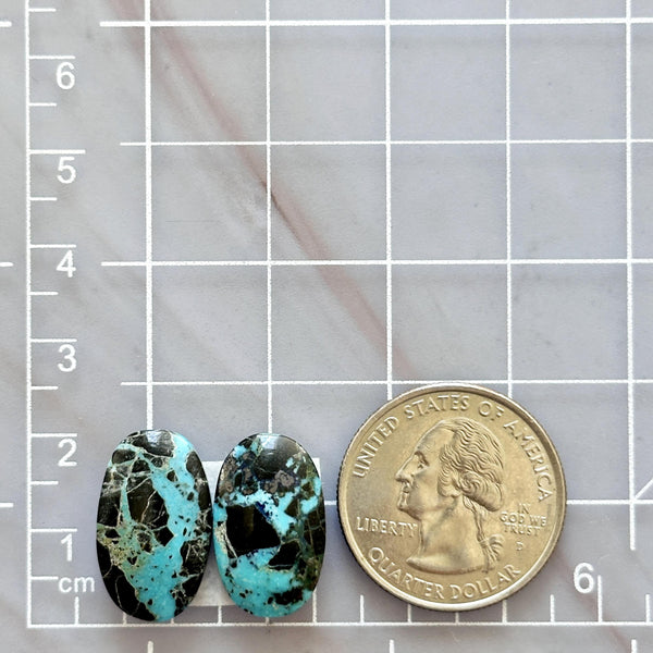 Large Sky Blue Oval Blue Moon Turquoise, Set of 2 Dimensions