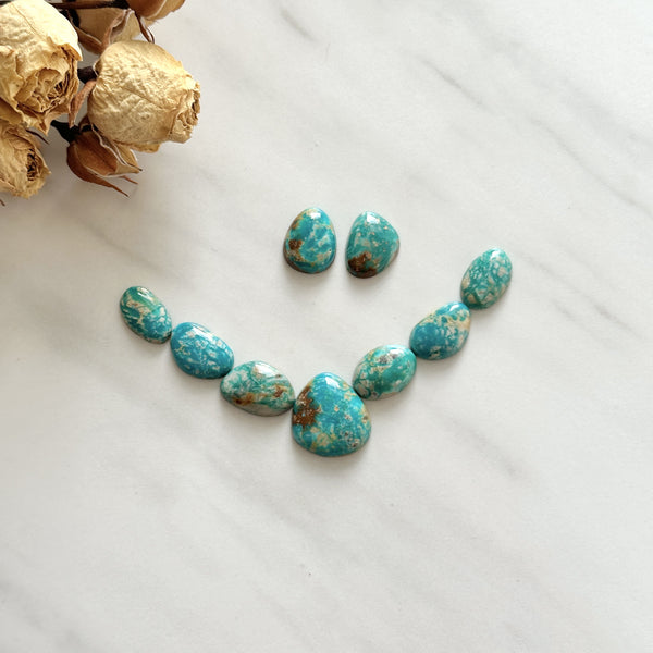 Small Sky Blue Mixed Fox Turquoise, Set of 9 Background