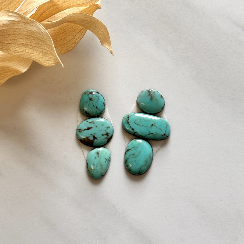 Small Sky Blue Mixed Pilot Mountain Turquoise, Set of 6 Background
