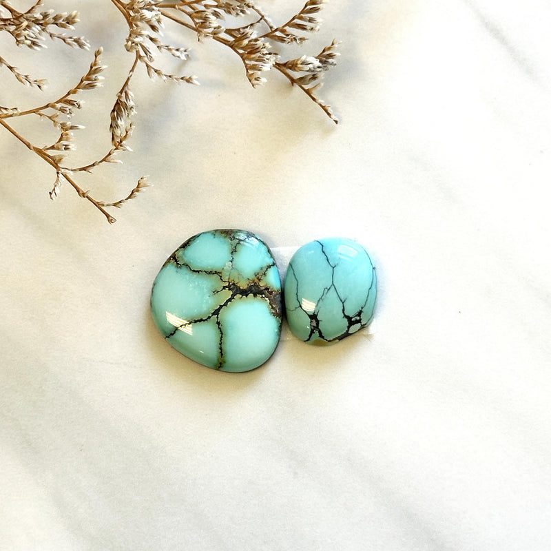 Large Faint Blue Mixed Treasure Mountain Turquoise, Set of 2 Background