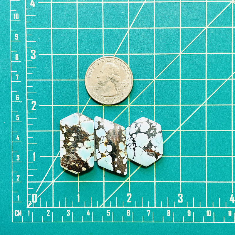 Large Sky Blue Mixed Sand Hill Turquoise, Set of 3 Dimensions