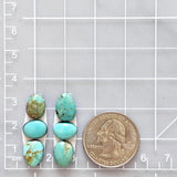 Small Sky Blue Mixed Royston Turquoise, Set of 6 Dimensions