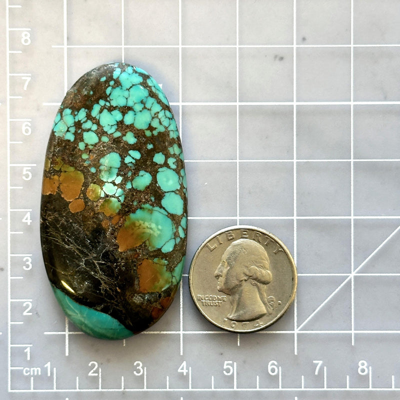 Large Sky Blue Oval Yungai Turquoise Dimensions