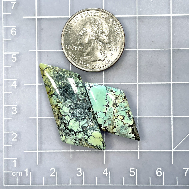 Large Faint Green Mixed Treasure Mountain Turquoise, Set of 2 Dimensions