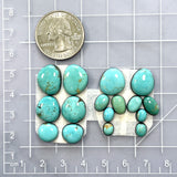 Small Mixed Mixed Tyrone Turquoise, Set of 16 Dimensions