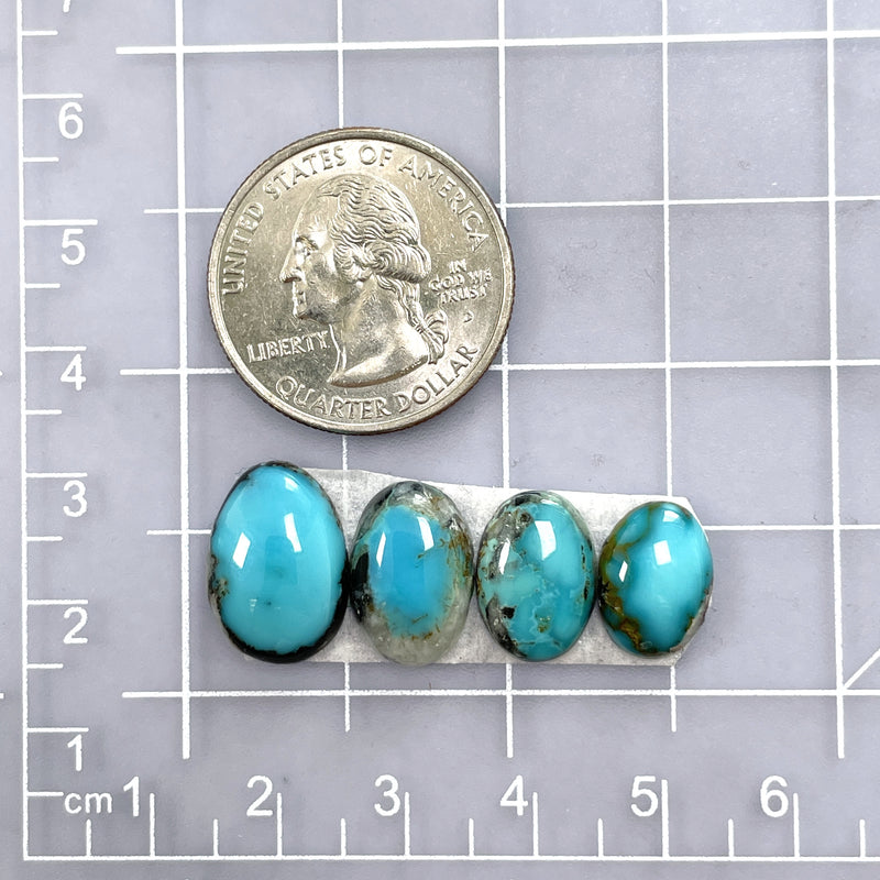 Small Sky Blue Oval Blue Moon Turquoise, Set of 4 Dimensions