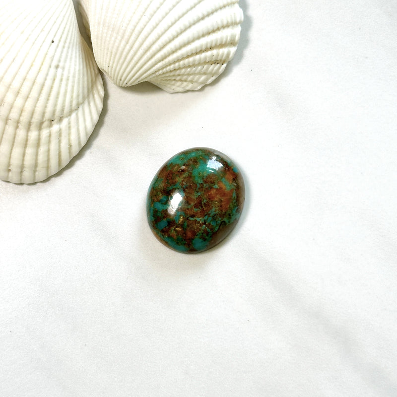 Medium Bamboo Green Oval Crescent Lake Variscite Background