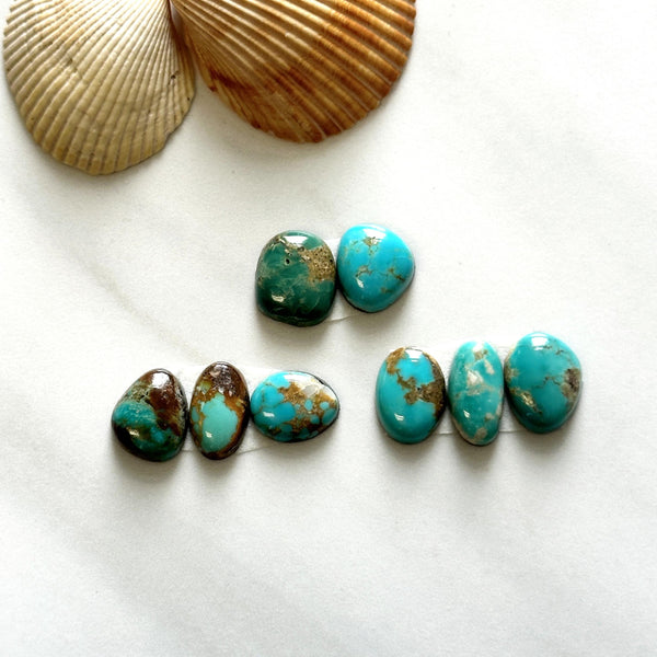 Small Sky Blue Mixed Royston Turquoise, Set of 8 Background